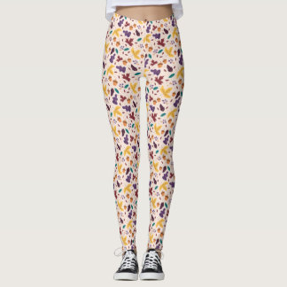 Leggings Jambes Motifs jaunes de feuilles chocolatées