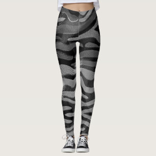 Leggings Jambes noires, grises, argentées Abstraites
