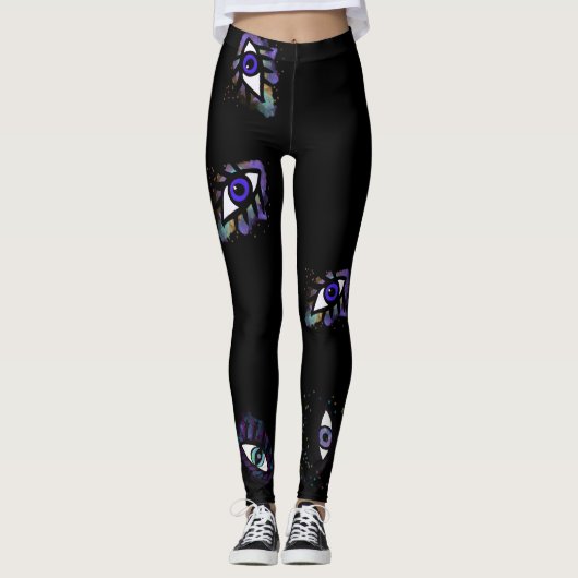 Leggings Jambes oculaires maléfiques, Coiffures oculaires n (Devant)