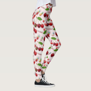 Leggings Jambes rouge cerise Médicale et pilules roses