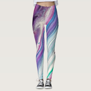 Leggings jambières abstraites de framboise bleue