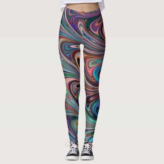 Leggings jambières de tourbillons arc-en-ciel (Devant)