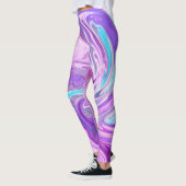 Leggings jambières de tourbillons rose bleu et violet (Gauche)