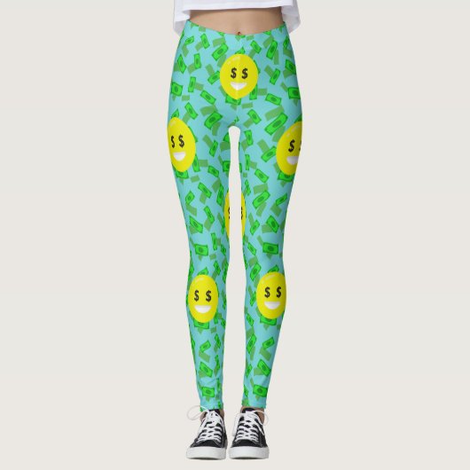 Leggings jambières émoticônes aux yeux d'argent (Devant)