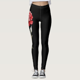 Leggings Janvier Fleur de naissance, Carnation rouge sur No