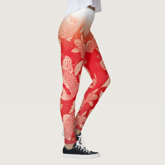 Leggings Japanese carp red ground6@miyasan