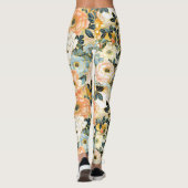 Leggings japonais floraux rose et or (Dos)