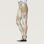 Leggings japonais floraux rose et or (Gauche)