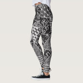 Leggings Japonais moderne noir blanc Motif  (Gauche)