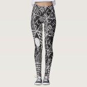 Leggings Japonais moderne noir blanc Motif  (Devant)