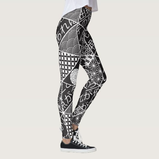 Leggings Japonais moderne noir blanc Motif  (Droite)