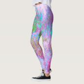 Leggings Jardin Abstrait impressioniste rose et turquoise (Gauche)