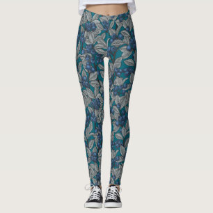 Leggings Jardin aux bleuets, bleu et gris