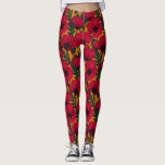 Leggings Jardin aux coquelicots rouges<br><div class="desc">Motif vectoriel fait de pavots rouges dessinés à la main.</div>