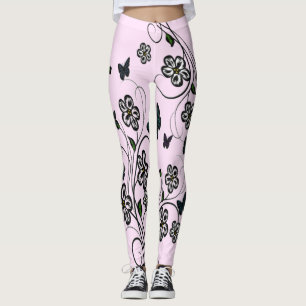 Leggings Jardin aux papillons roses