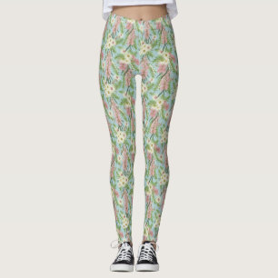 Leggings Jardin de campagne australien Bottlebrush Bleu