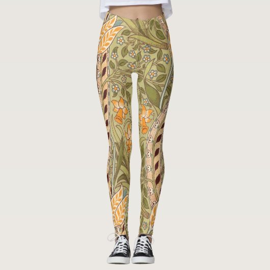 Leggings Jardin de jonquilles William Morris Fleur Classiqu (Devant)
