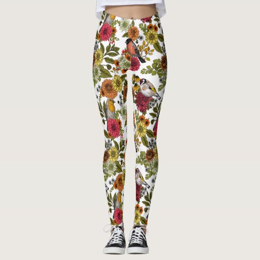 Leggings Jardin d'oiseaux et de fleurs 1 (Devant)