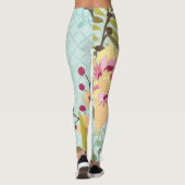 Leggings Jardin floral, Arrière - plan bleu (Dos)