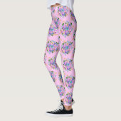 Leggings Jardin Floral Purple Rose de printemps Joli Fleurs (Gauche)
