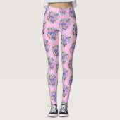 Leggings Jardin Floral Purple Rose de printemps Joli Fleurs (Devant)
