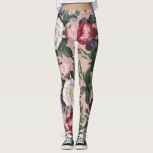 Leggings Jardin rose romantique moderne rose d'été