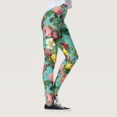 Leggings Jardin rose vintage en arrière - plan turquoise (Droite)