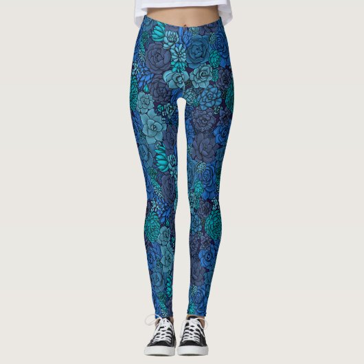 Leggings Jardin succulent en bleu (Devant)