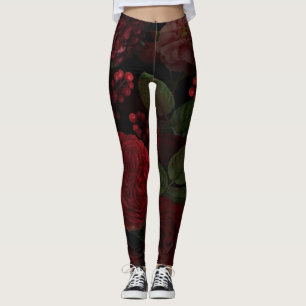 Leggings Jardin Vintage rouge foncé