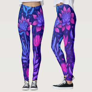 Leggings Jardin violet élégant Succulents motif floral