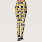 Leggings Jaune Blanc À damiers Fleur de lis Design (Dos)