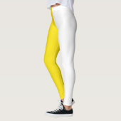 Leggings Jaune Blanc Deux Tons Fractionné Moitié Design (Gauche)