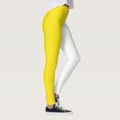 Leggings Jaune Blanc Deux Tons Fractionné Moitié Design (Droite)