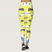 Leggings Jaune bleu gris blanc Géométrique Exercice (Dos)