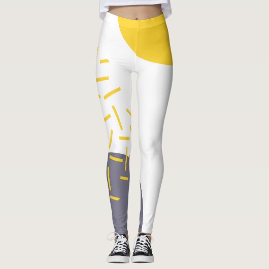 Leggings Jaune, cool, moderne, art géométrique tendance (Devant)