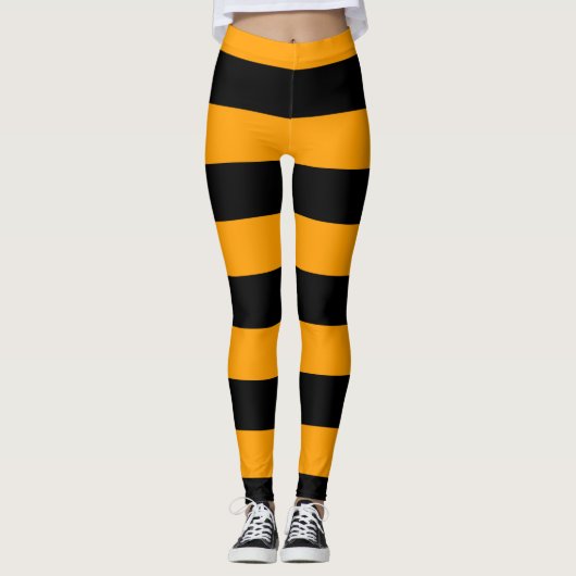 Leggings Jaune d'abeille et jambières triées (Devant)