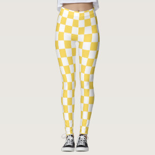 Leggings Jaune et blanc de moutarde de damier
