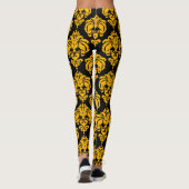 Leggings Jaune et Noir Damas Chic Moderne Motif élégant (Dos)