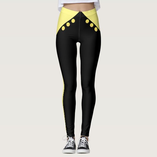 Leggings Jaune et Noir Élégant (Devant)