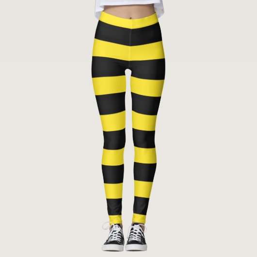Leggings Jaune et Noir, en forme d'abeilles Légendes (Devant)