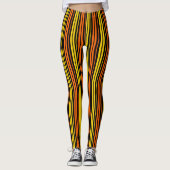 Leggings Jaune et orange rayures verticales noires (Devant)