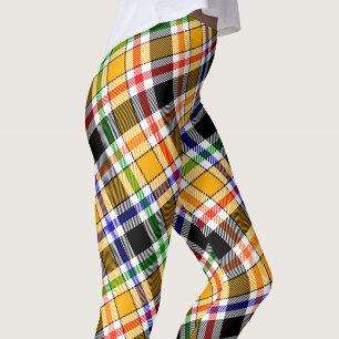 Leggings Jaune Noir Flanelle Multicolore Carreaux Tartan