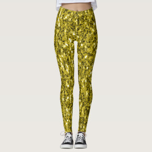 Leggings Jaune or foncé faux paillettes scintillantes