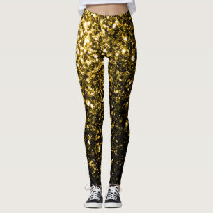 Leggings Jaune or foncé faux paillettes scintille