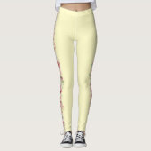 Leggings Jaune pâle avec bande florale sur les côtés (Devant)