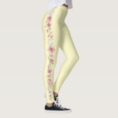 Leggings Jaune pâle avec bande florale sur les côtés (Droite)