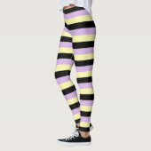 Leggings Jaune pâle, noir et pourpre doux rayures (Gauche)