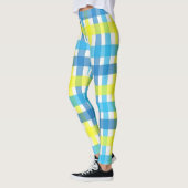 Leggings Jaune Plaid Bleu & Légendes Blanches (Gauche)