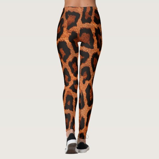 Leggings Jaune rouge Brown Poster de animal léopard noir (Dos)