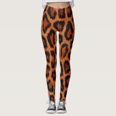 Leggings Jaune rouge Brown Poster de animal léopard noir (Devant)